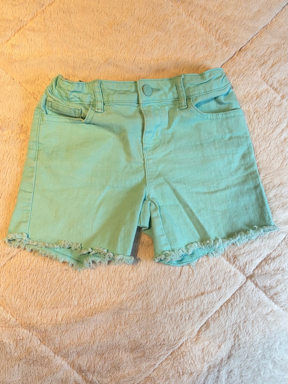 Joe Fresh Mint Green Frayed Hem Denim Shorts